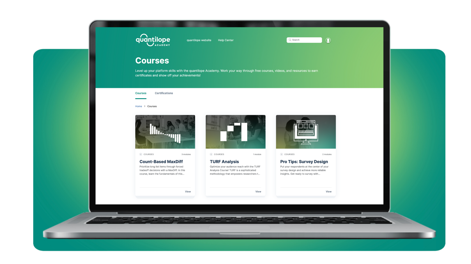 quantilope Academy home page