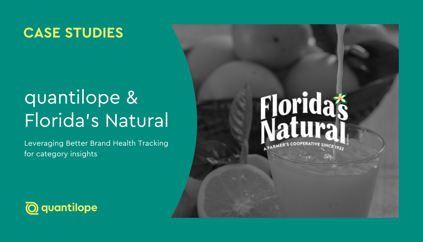 green background with black and white image of oranges and orange juice with floridas natural logo